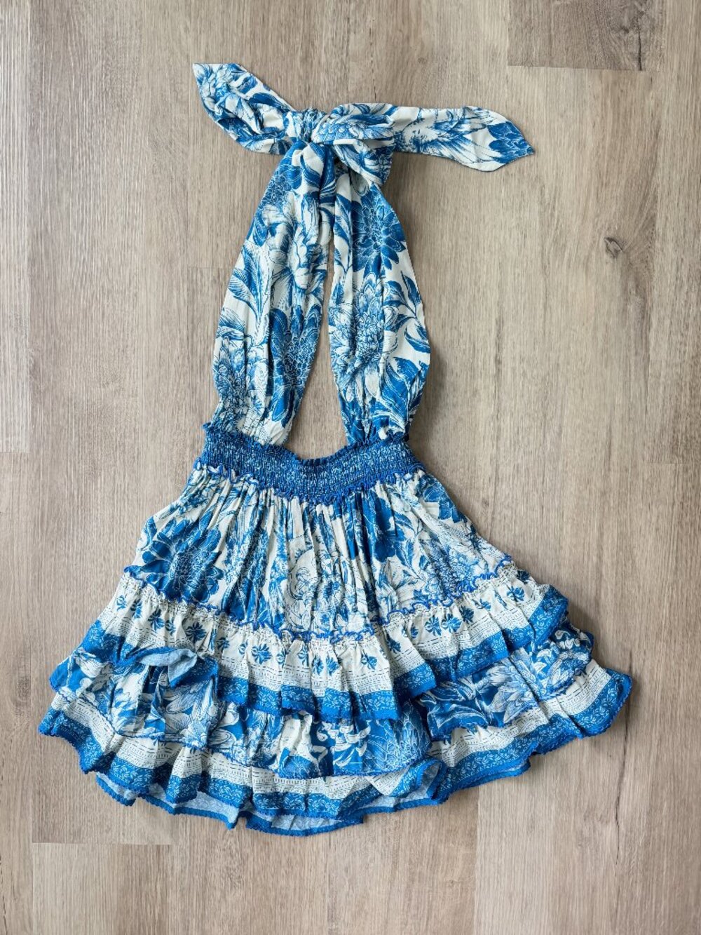 Agua Bendita Maona Halter Mini Dress Blue S